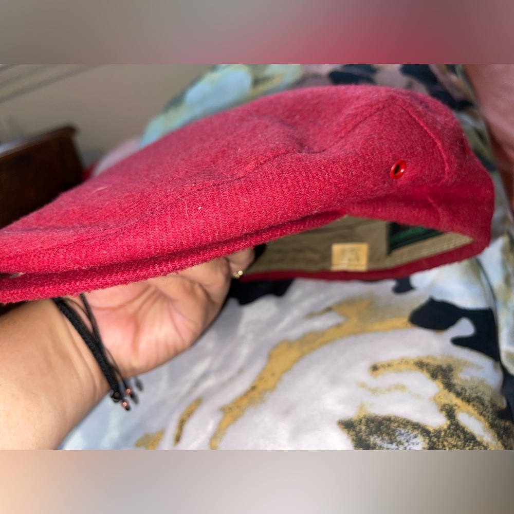 Vtg Abercrombie & Fitch 7 1/4 red wool cabbie Newsboy